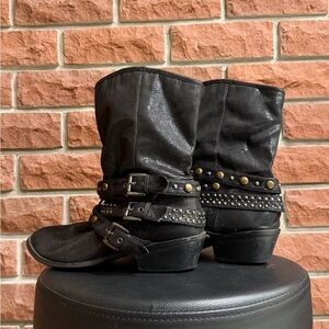 Steve Madden Black Studded Ankle Boots